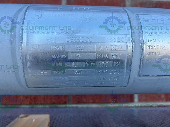 Allegheny Bradford 316L Stainless Steel U - Tube Style Heat Exchanger 10" x 92"