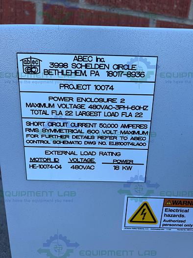 Used Industrial Control Panel  1244250 Standard Enclosure 9" x 15.5" x 16"