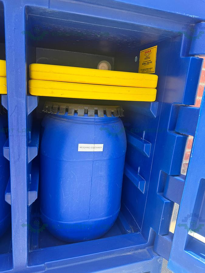 Used Eagle CRA-P22 Poly Acid & Corrosive Safety Cabinet 22 Gallon with Shelves, Buckets
