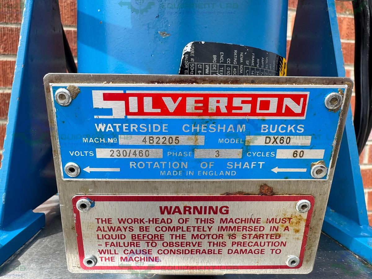 Used Silverson DX60 Homogenizer High Shear Batch Mixer w/  D Stand, 3 HP Motor