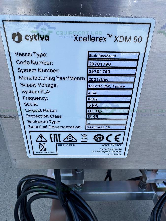 Used Cytive Xcellerex XDM50 Single Use mixing System 100-120V, 0.3 HP MFG 2021