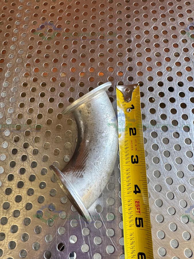 Used Stainless Steel 90 Degree KF 40 Elbow Nipple Vacuum Fitting