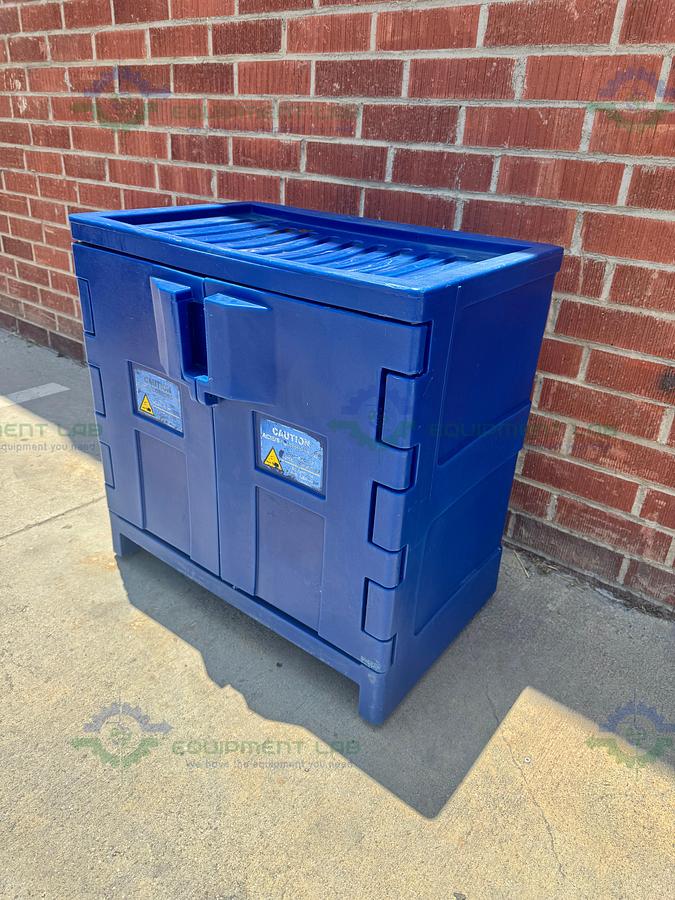 Used Eagle CRA-P22 Poly Acid & Corrosive Safety Cabinet 22 Gallon with Shelves, Buckets