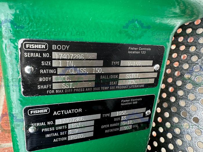 Used Fisher Controls V150 Stainless Steel 1" Air Operated / Pneumatic Vee-Ball Valve