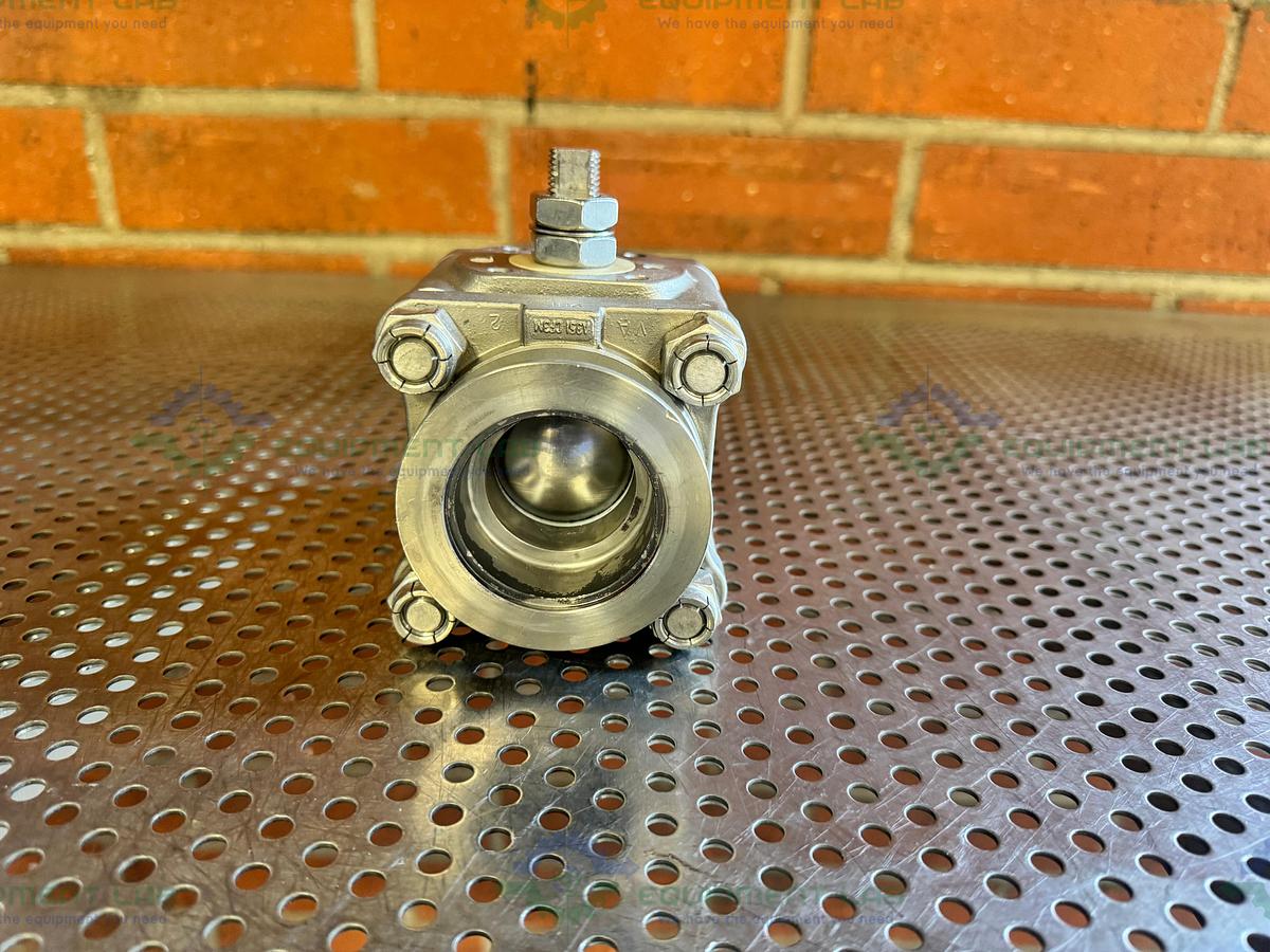 Used A&N Corporation A35I Stainless Steel Ball Valve w/ KF50 Vacuum Fitting