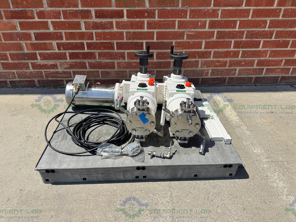 Used Lewa LDD2 Duplex Hydraulic Diaphragm Metering Pump w/ Baldor 5 HP Motor