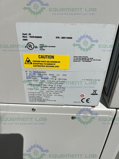 Used Thermo  VWR40086D Ultra-Low Temperature Freezer -86°C, 23 Cu.Ft. 208V
