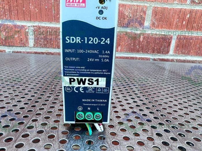 Used Mean Well SDR-120-24 Rail Power Supplies 100-240 VAC