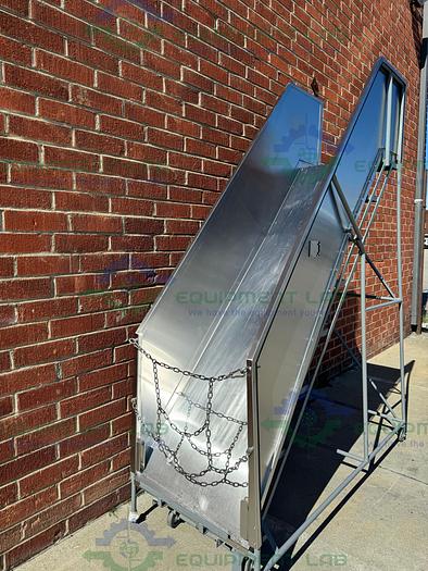 Used 6 Ft Stainless Steel Warehouse Ladder w/ Barrel Slide 80" x 32"