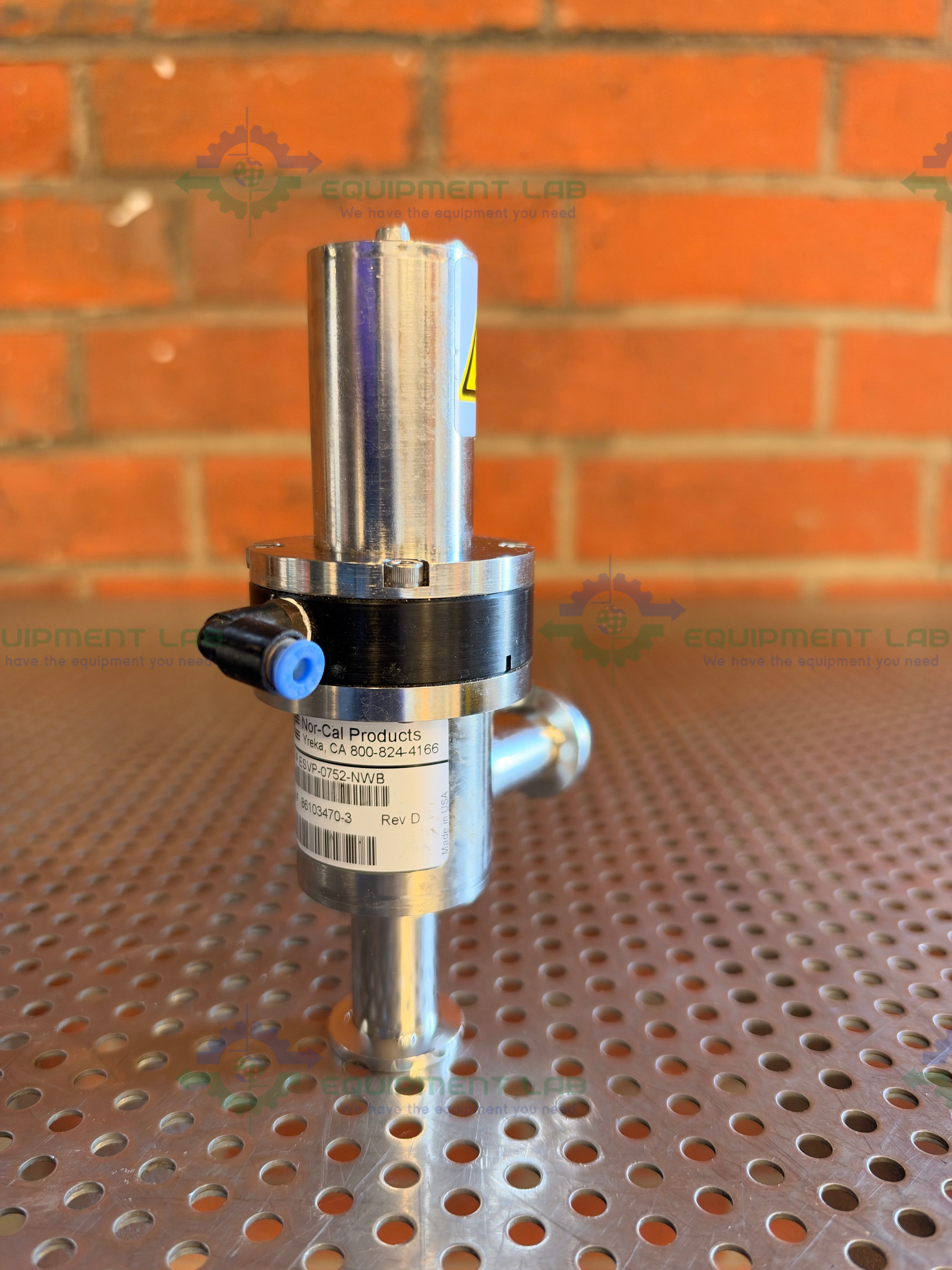 Used Nor-Cal Products ESVP-0752-NW8 Right Angle Valve w/ KF 16/10 Vacuum Fitting