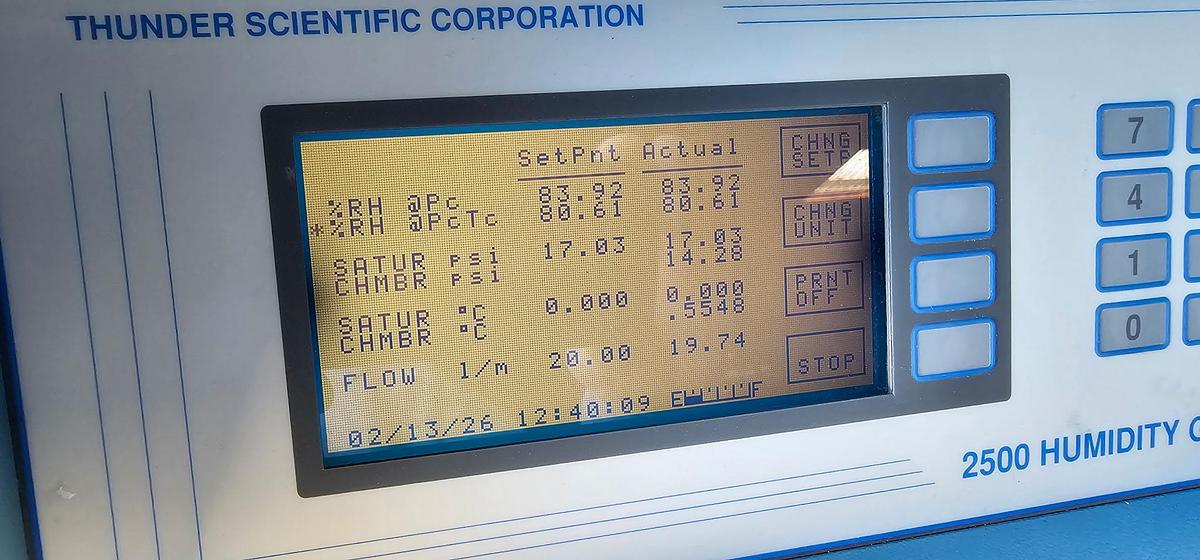 Used Thunder Scientific 2500 ST Humidity Generator 0 - 70ºC, RH 10% - 95%, 657 Hrs