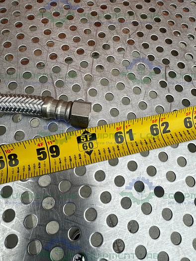 Used Unbranded 60" Stainless Steel Flexible Braided Hose w/ Male Threaded Fitting