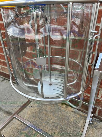 Used Chemglass 36L Glass Graduated 9-Neck Bio Reactor Vessel w/ Impeller + More