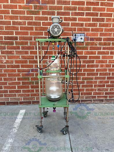 Used Chemglass  20 Liter Jacketed Glass Reactor w/ Chemglass Overhead Stirrer