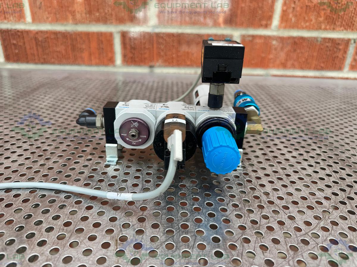 Used Festo LFR-D-Mini Regulator w/ Festo HEE-D-Mini-24 36PSI/0.25MPa