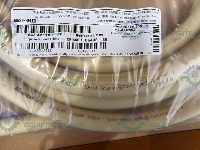 Used Masterflex I/P 89 Norprene High-Performance Precision Pump Tubing 25 Ft, 25mm