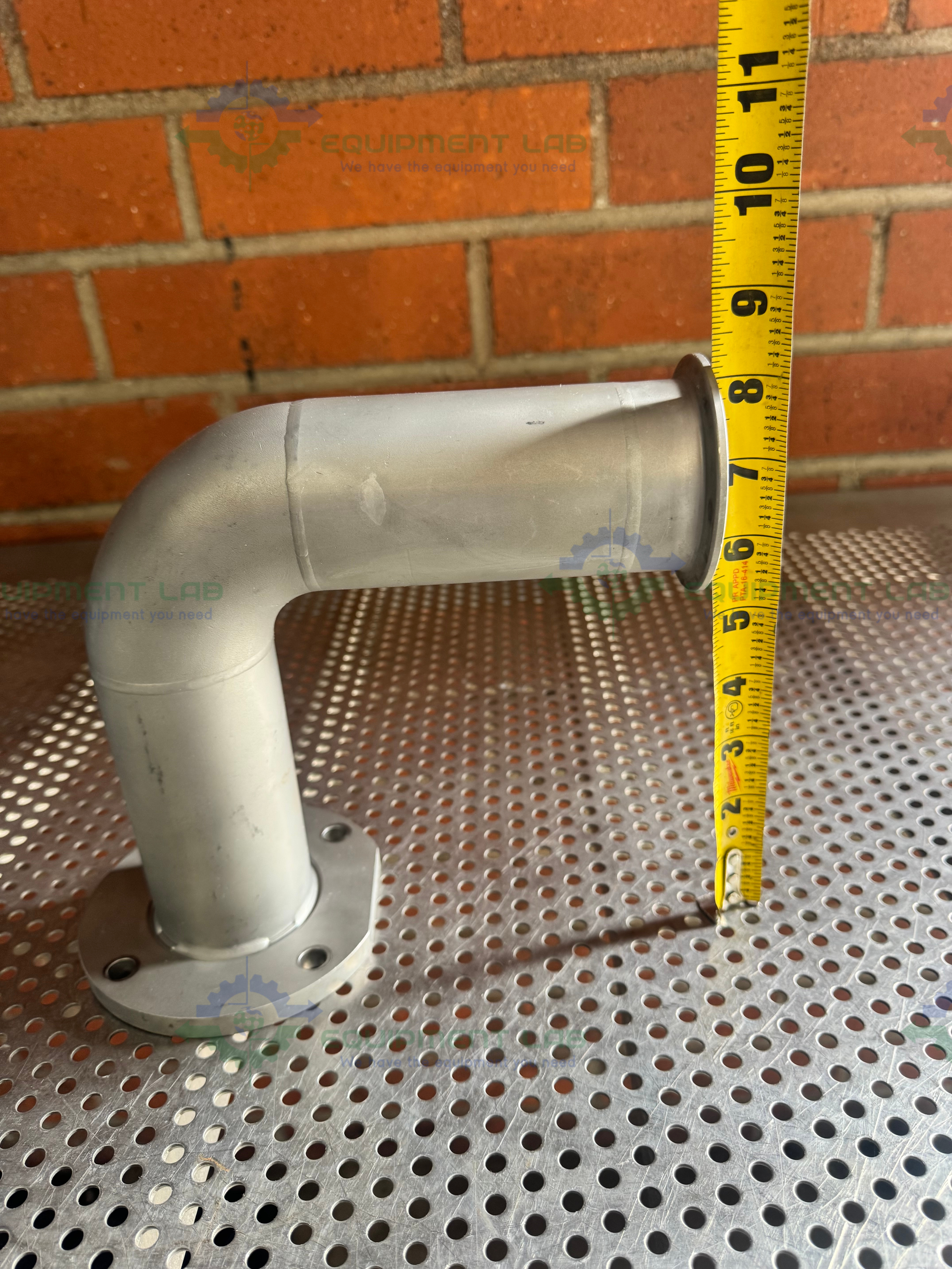 Used Stainless Steel 90 Degree Elbow Nipple Vacuum Fitting w/ KF 40 to Flange Fitting