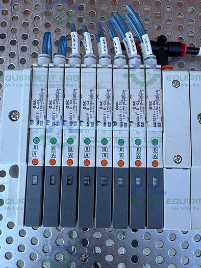 Used SMC EX-140-SDN1 Interface Serial Unit w/ Lot of 8 SQ1A31Y-5-C4 Solenoid Valve