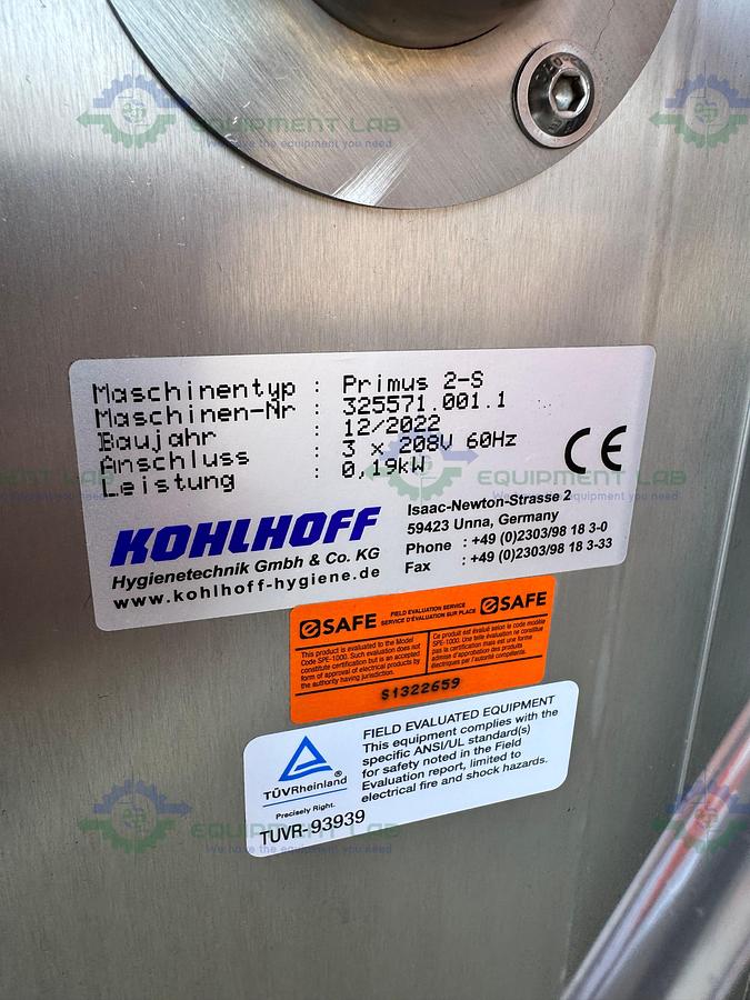 Used Kohlhoff Primus 2-S Sole / Sole Edge Cleaning Machine 0.19 kW, MFG 2022