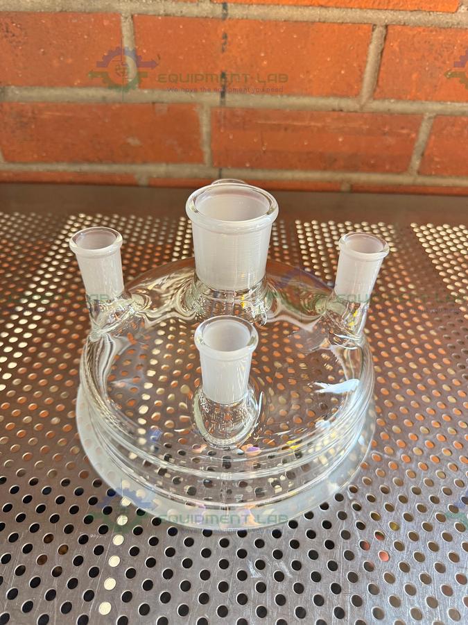 Used Chemglass 10L Reaction Vessel 5 Neck Lid 200MM, 45/50 Center Neck 4-24/40 Necks