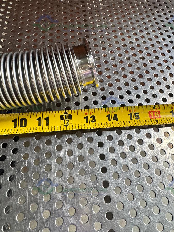 Used Stainless Steel Bellows Flexible Vacuum Hose 14" w/ KF 40 Fitting