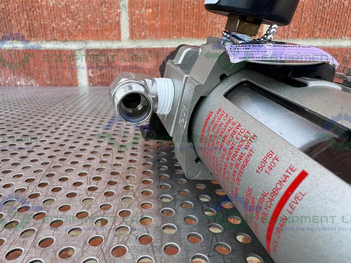 Used SMC AW40-N04-Z Filter Regulator 7 - 125 PSI w/ Flowserve Ball Valve