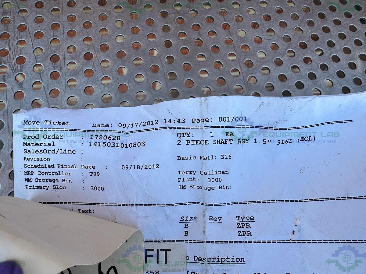 SPX Stainless Steel Mixing Tank Impeller 100" x 14" x 1.5" w/ Flange Fitting