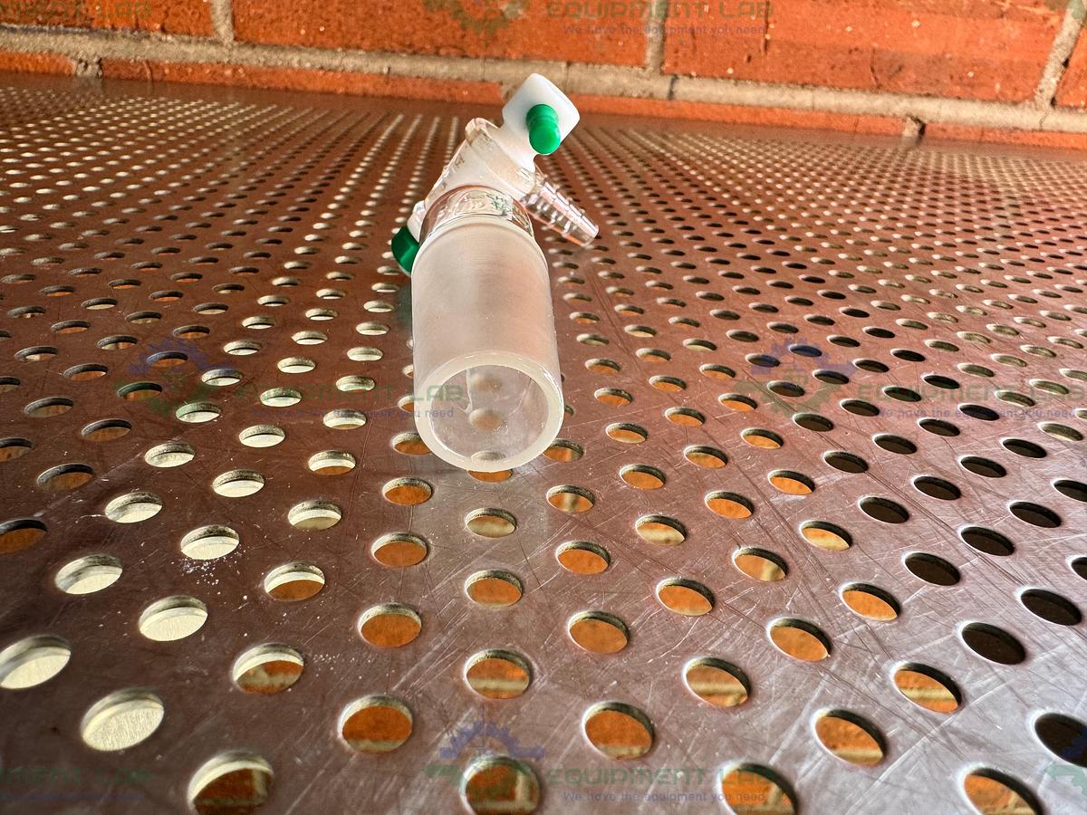 Used Chemglass Flow Control Adapter, 90 Degree, 24/40 Inner Joint, w/ PTFE StopCock