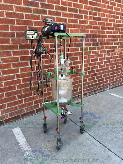 Used Chemglass  20 Liter Jacketed Glass Reactor w/ Chemglass Overhead Stirrer