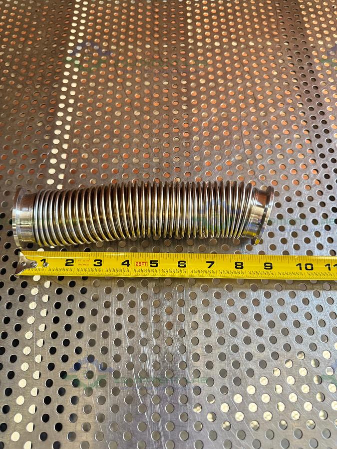 Used Stainless Steel Bellows Flexible Vacuum Hose 8" w/ KF 40 Fitting