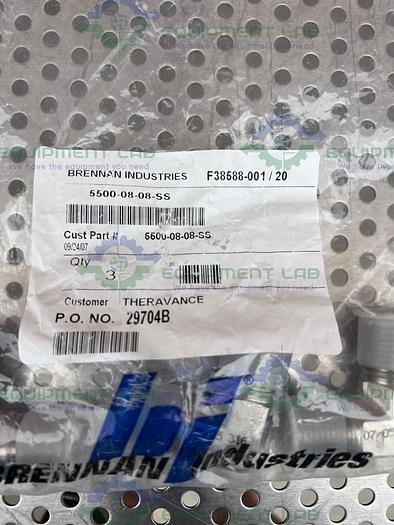 Lot of 3 - Brennan Industries 5500-08-08 SS 90-Degree Elbow 1/2" Male NPT