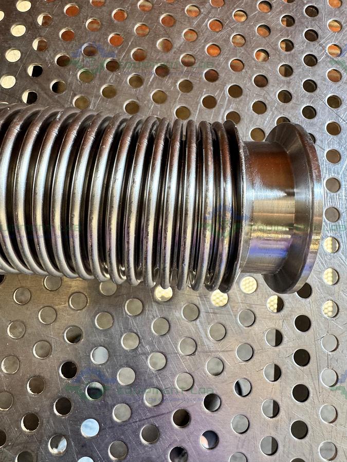 Used Stainless Steel Bellows Flexible Vacuum Hose 8" w/ KF 40 Fitting