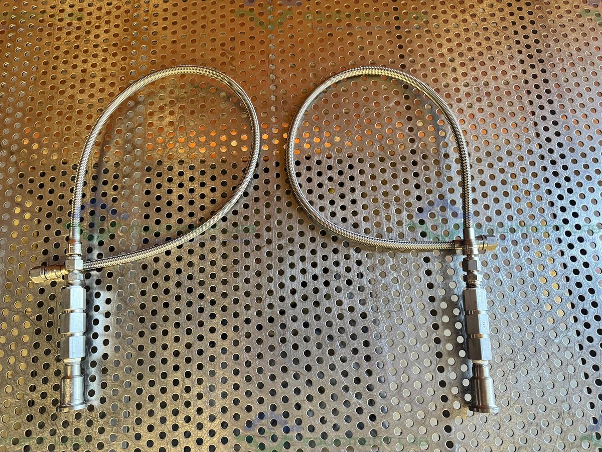 Used 31" Stainless Steel Flexible Braided Hose 1/2" Threaded to 3/4" Sanitary Fitting