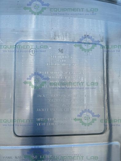 Used DCI 250 Liter Stainless Steel Jacketed Reactor 45 PSI w/ Bottom 0.5 HP Mixer