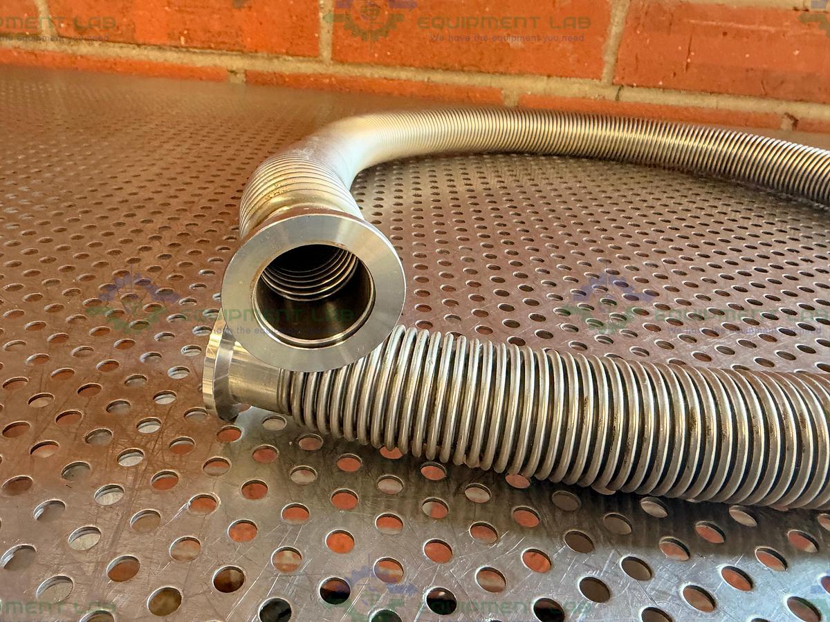 Used Stainless Steel Bellows Flexible Vacuum Hose 48" w/ KF 25 Vacuum Fitting