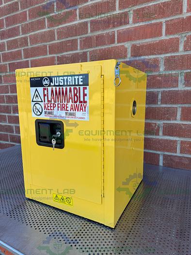Used JustRite 4 Gallon Flammable Liquid Storage Cabinet w/ Soft Close Doors, Key