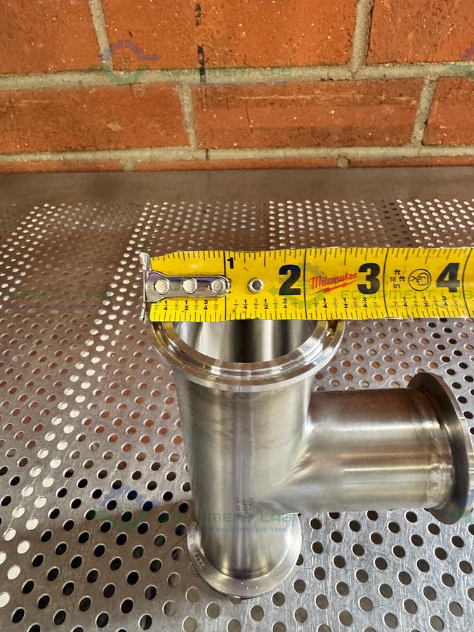 Used Stainless Steel 3 way Tee Fitting w/ 2" Sanitary Fitting