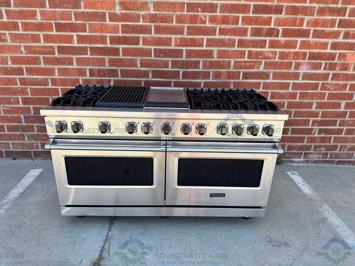Used Viking VDR5606GQSS 60" Stainless Steel Dual Fuel Range w/ Grill and Griddle