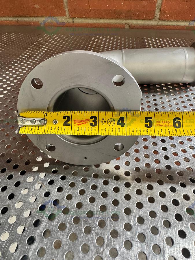Used Stainless Steel 90 Degree Elbow Nipple Vacuum Fitting w/ KF 40 to Flange Fitting