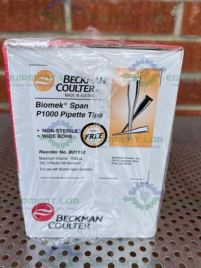 Used Box of 5 - Beckman Coulter  B01112 Biomek Span P1000 Non- Sterile Pipette Tips