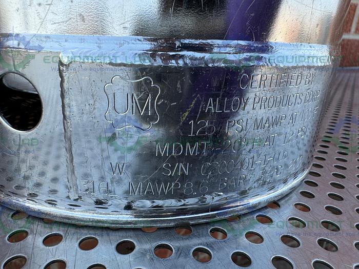 Used Alloy Products 15 Liter Stainless Steel Vessel 125 PSI w/ 4.5" Opening