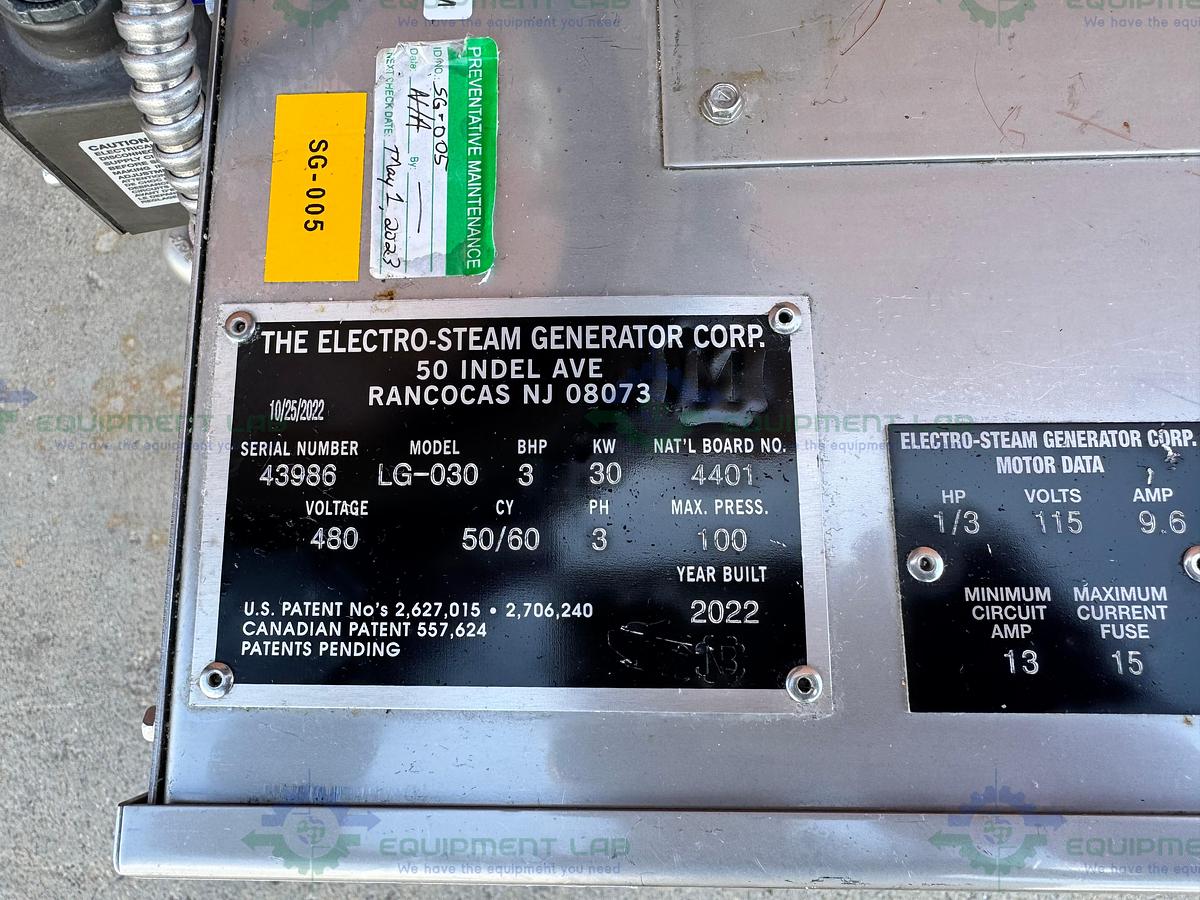 Used The Electro Steam LG-030 High Pressure Electric Steam Generator 30 kW, MFG 2022
