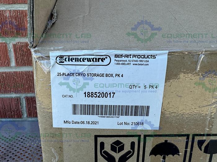 Box of 20 - SP Bel Art Sciencware 188520017 Polypropylene Freezer Boxes 25 Place