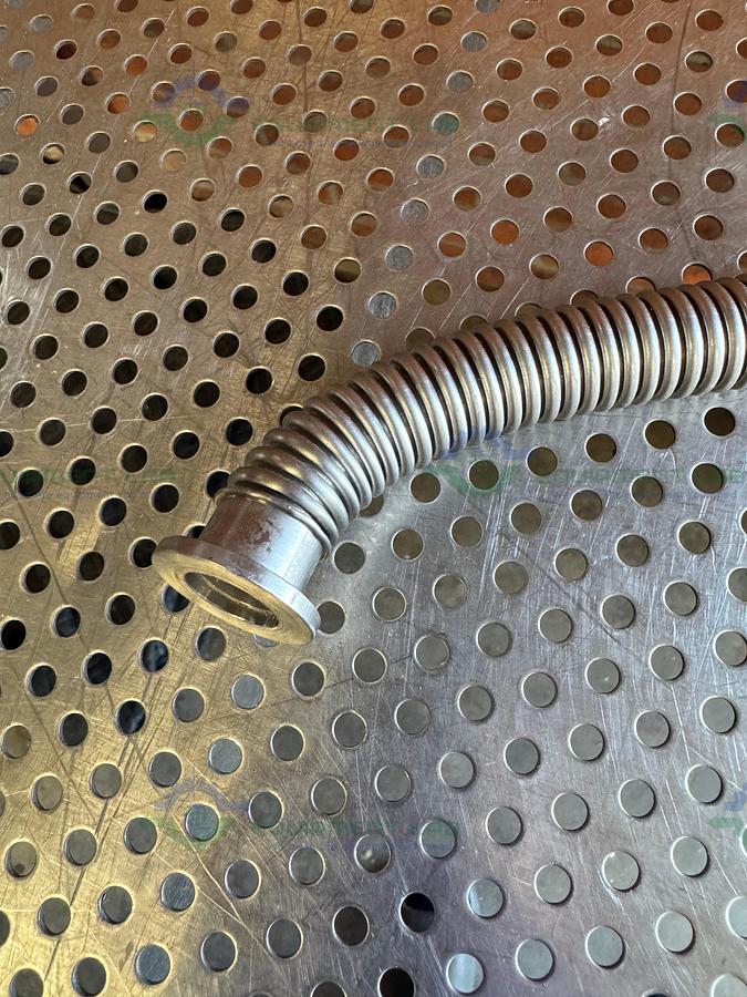 Used Stainless Steel Bellows Flexible Vacuum Hose 38" w/ KF 16/10 Fitting