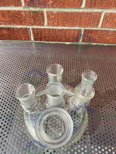 Used Chemglass  CG-1946-50 Reaction Vessel 5 Neck Lid 200MM, 45/50 Joints w/ Adapter