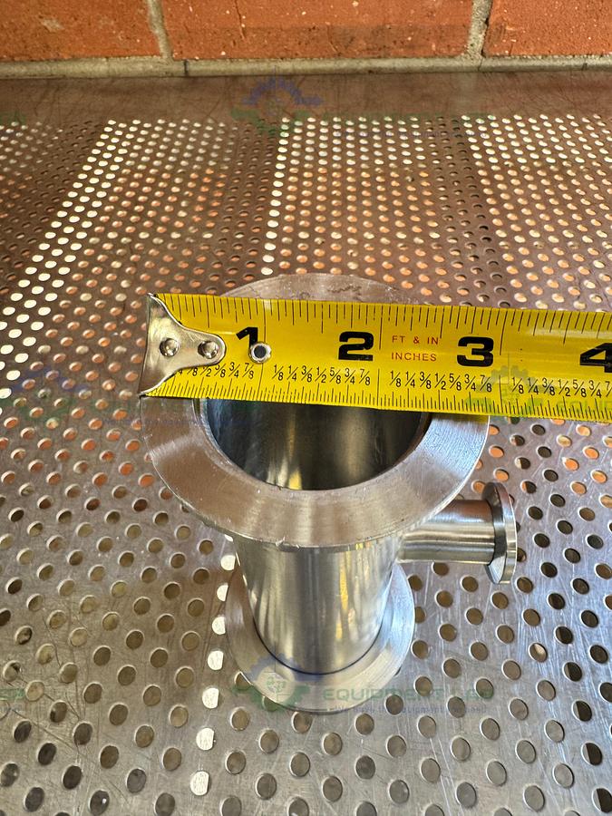 Used 3 Way Stainless Steel KF 50 to KF 16/10 Elbow Nipple Vacuum Fitting