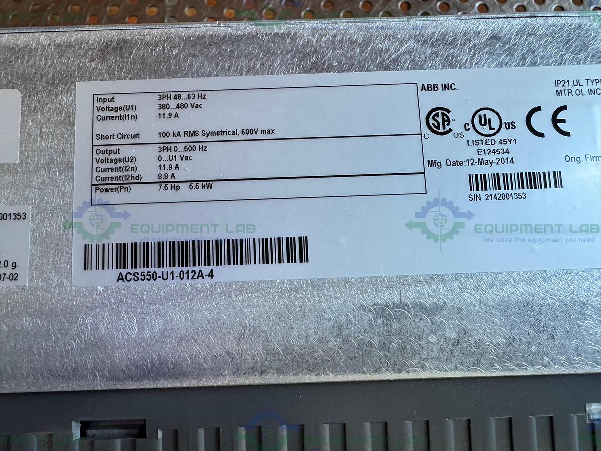 Used ABB ACS550-U1-012A-4 Variable Frequency Drive 3PH, 7.5 HP, 5.5 kW
