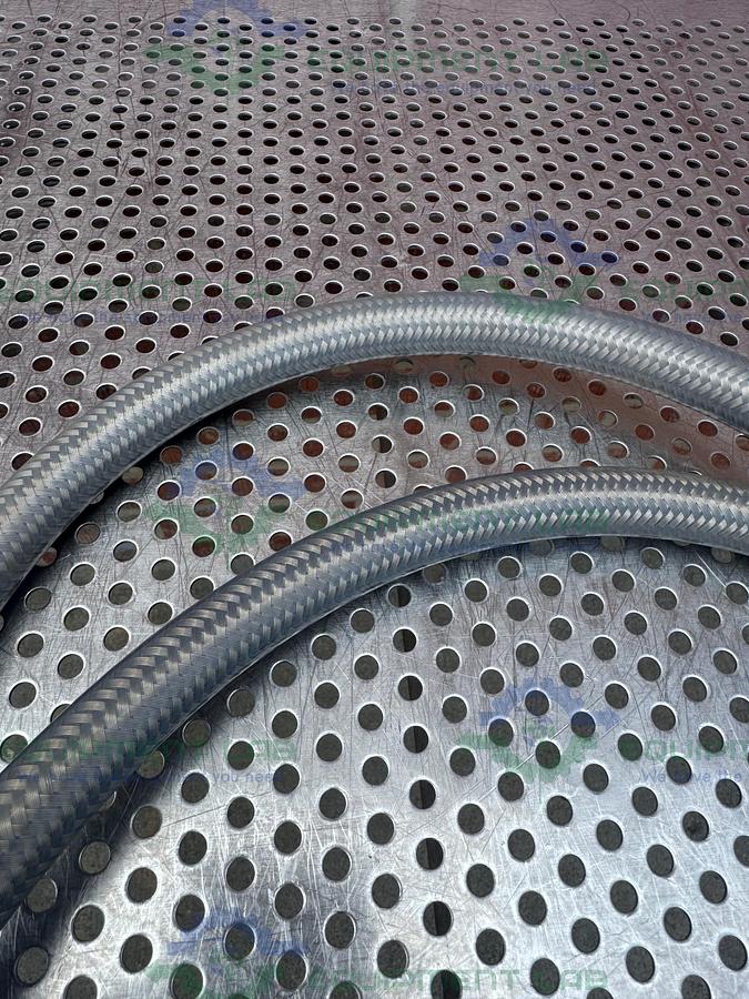 Used Sani-Tech West 72" Stainless Steel Flexible Braided Hose 1/2" Sanitary Fitting