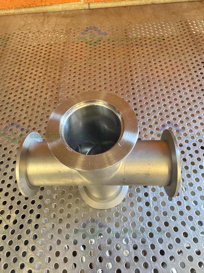 Used Stainless Steel 4 way Vacuum Cross Fitting KF 50