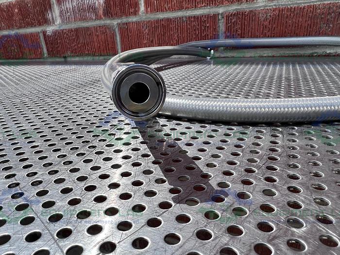 Used Sani-Tech West  96" Stainless Steel Flexible Braided Hose 1/2" Sanitary Fitting